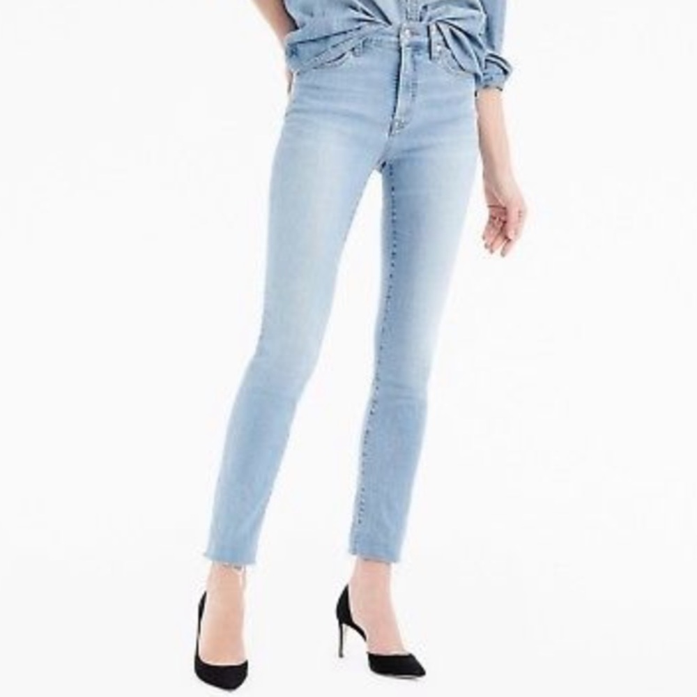 J. Crew 9” High Rise Toothpick Jeans in Light Wash